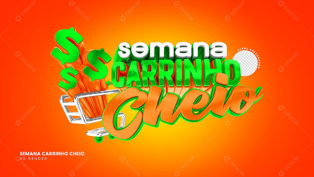 Semana do Carrinho Cheio Selo 3D Para Composição PSD