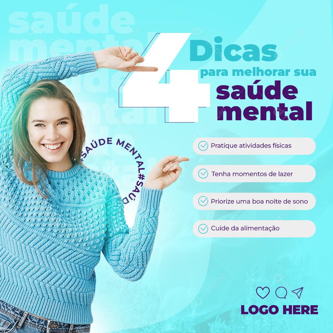 Social Media 4 Dicas Para Melhorar Sua Saúde Mental PSD Editável