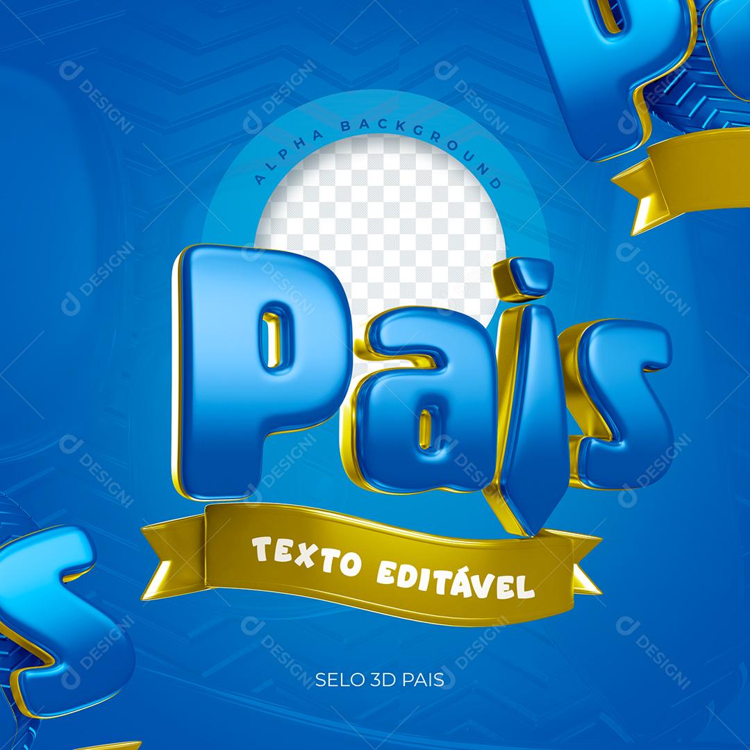 Texto 3D Pais Azul para Composição PSD