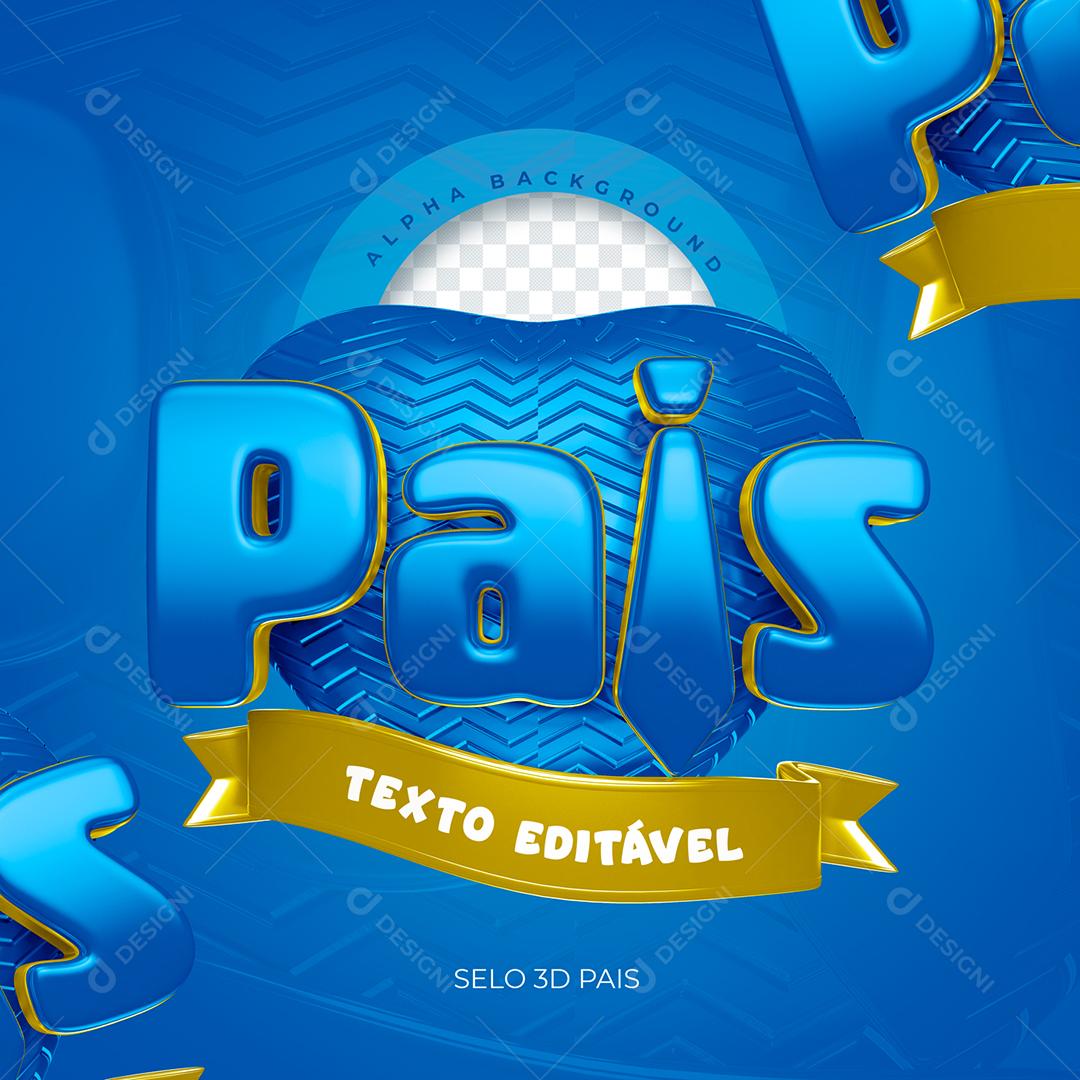 Selo 3D Pais Azul para Composição PSD