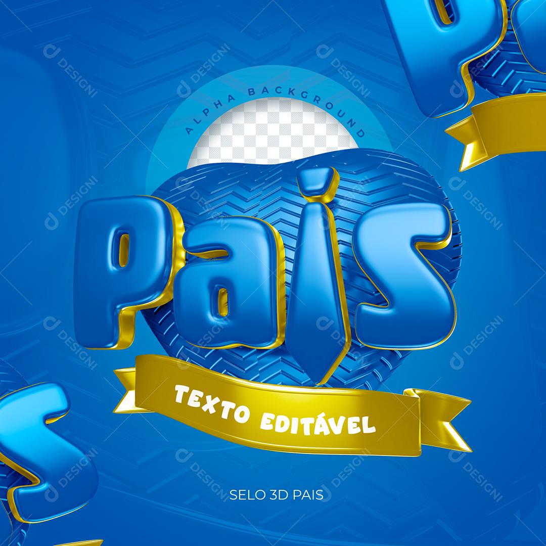 Pais Selo 3D Azul para Composição PSD