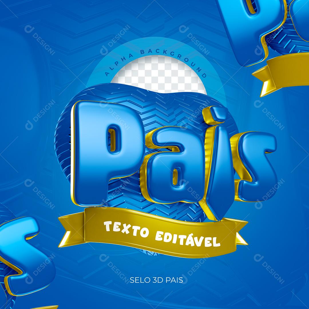 Selo 3D Pais Azul para Composição PSD