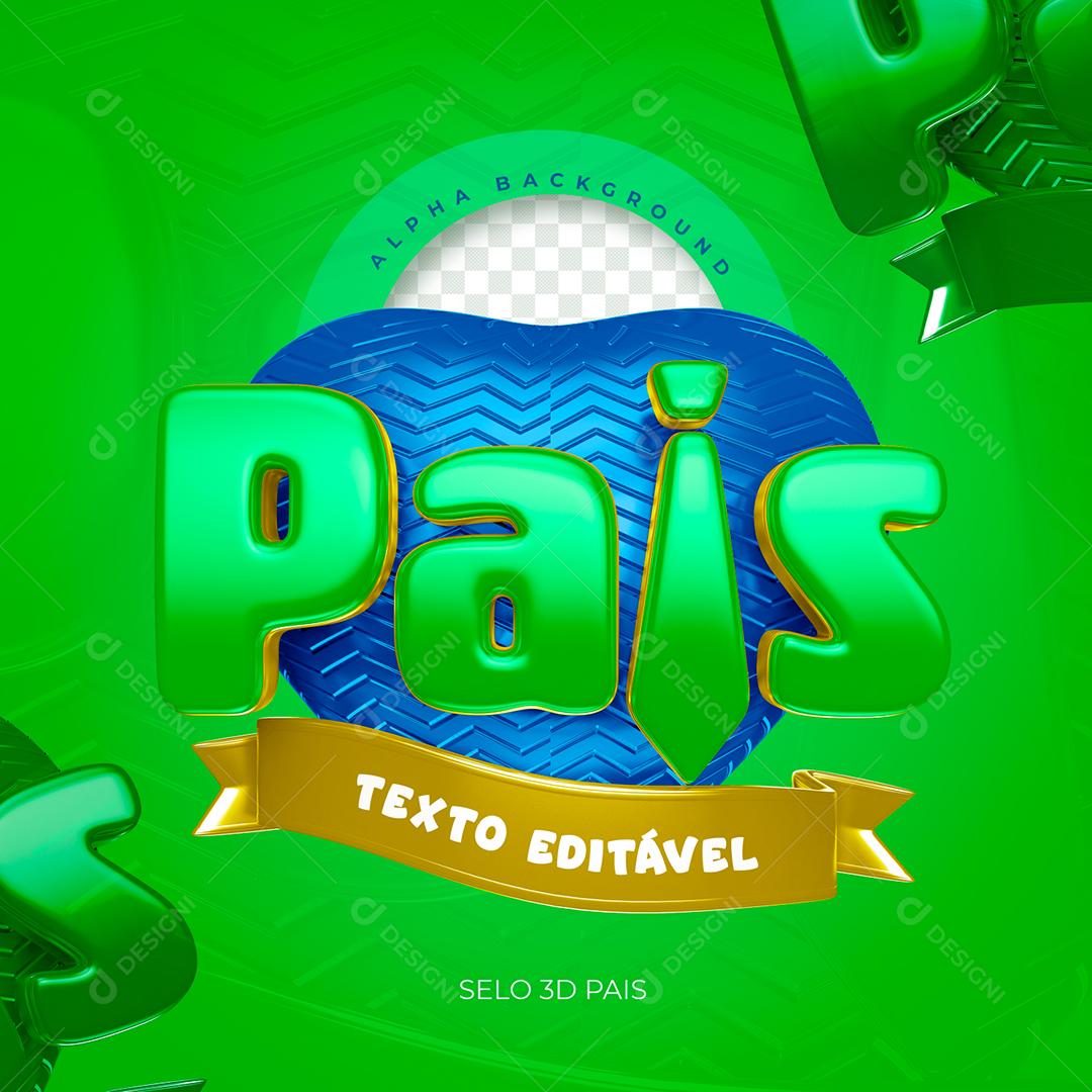 Selo 3D Pais Verde para Composição PSD