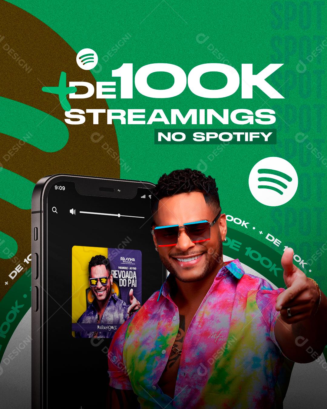 Flyer Story Mais de 100k Sreamings Cantor Parangolé Revoada do Pai Social Media PSD Editável