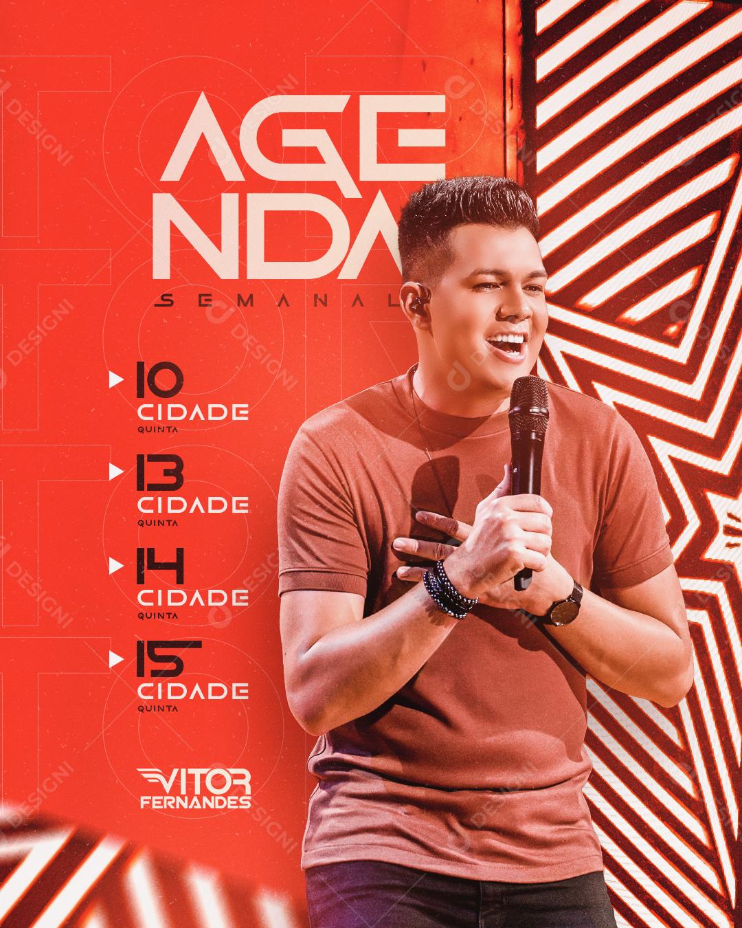 Flyer Story Agenda Semanal Vitor Fernandes Social Media PSD Editável