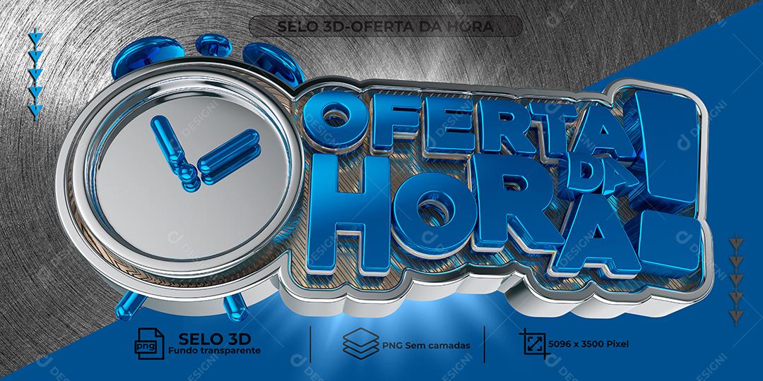 Oferta da Hora Selo 3D Azul para Composição PNG Transparente Sem Fundo