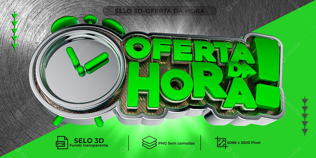 Oferta da Hora Selo 3D Verde para Composição PNG Transparente Sem Fundo