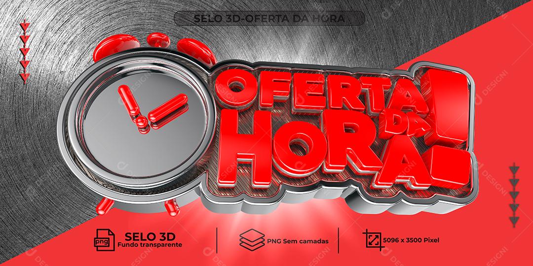 Oferta da Hora Selo 3D Vermelho para Composição PNG Transparente Sem Fundo