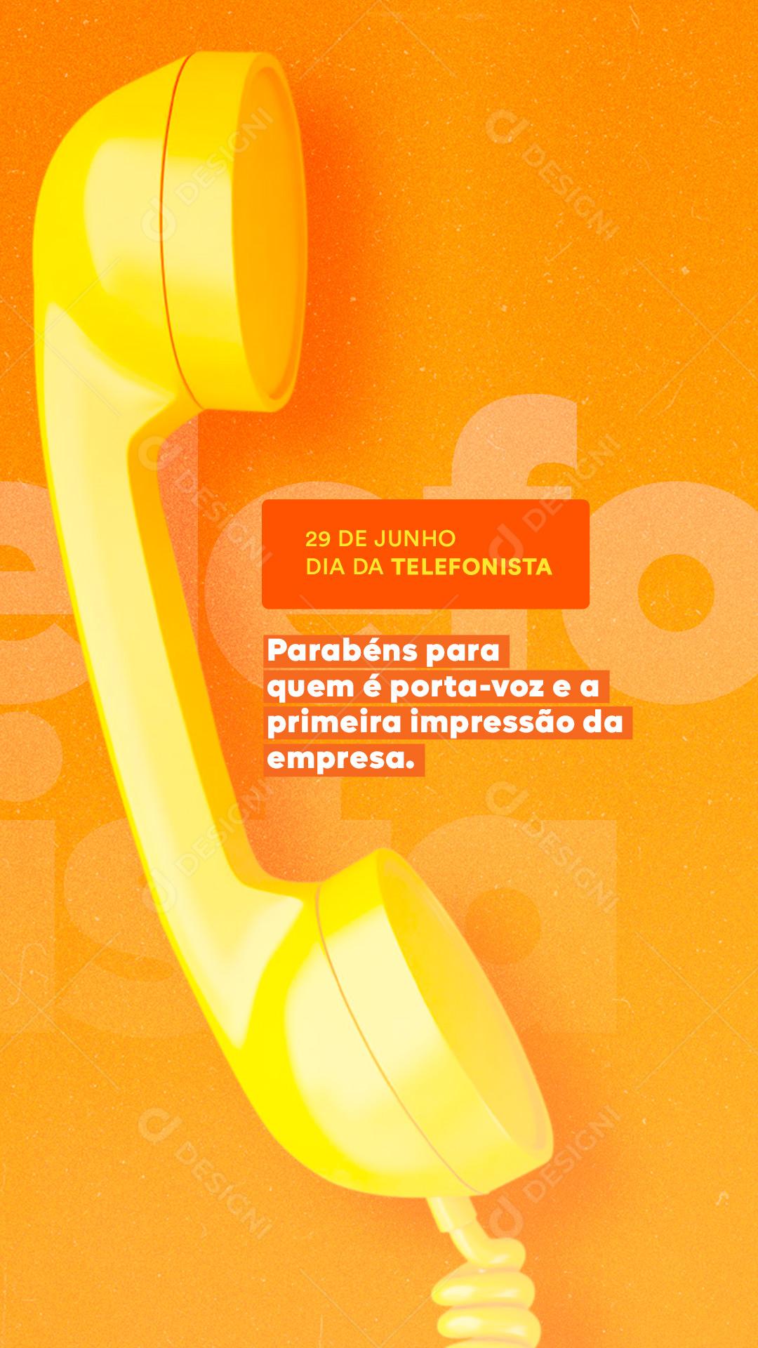 Story Parabéns para quem é Porta Voz Dia do Telefonista Social Media PSD Editável