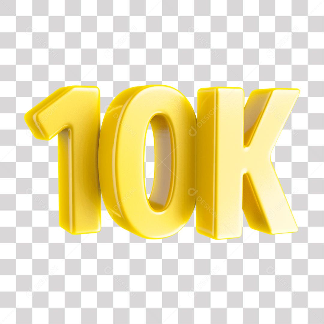Elemento 3D 10K De Seguidores Dourado Para Composição PNG Transparente Sem Fundo