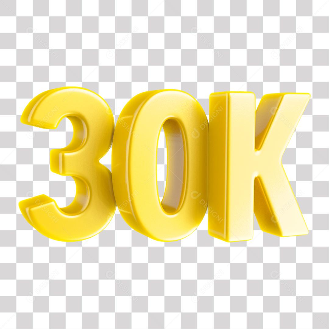 Elemento 3D 30K De Seguidores Dourado Para Composição PNG Transparente Sem Fundo