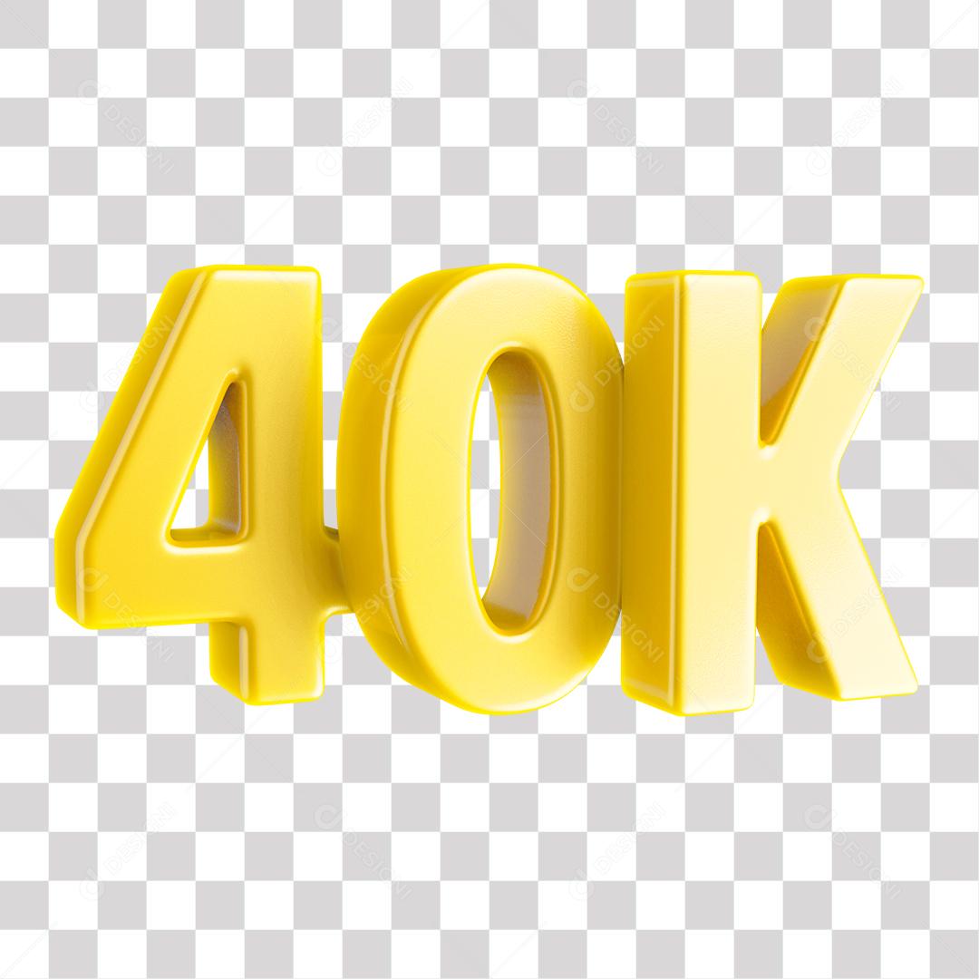 Elemento 3D 40K De Seguidores Dourado Para Composição PNG Transparente Sem Fundo
