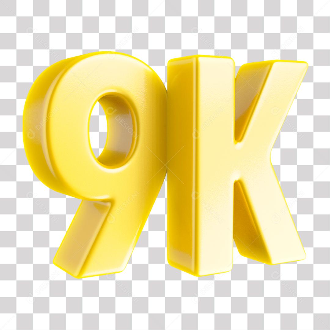 Elemento 3D 9K De Seguidores Dourado Para Composição PNG Transparente Sem Fundo