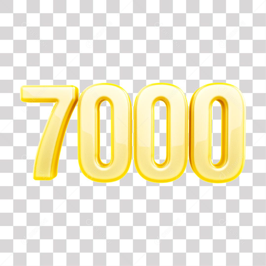 Elemento 3D 7000 De Seguidores Dourado Para Composição PNG Transparente Sem Fundo