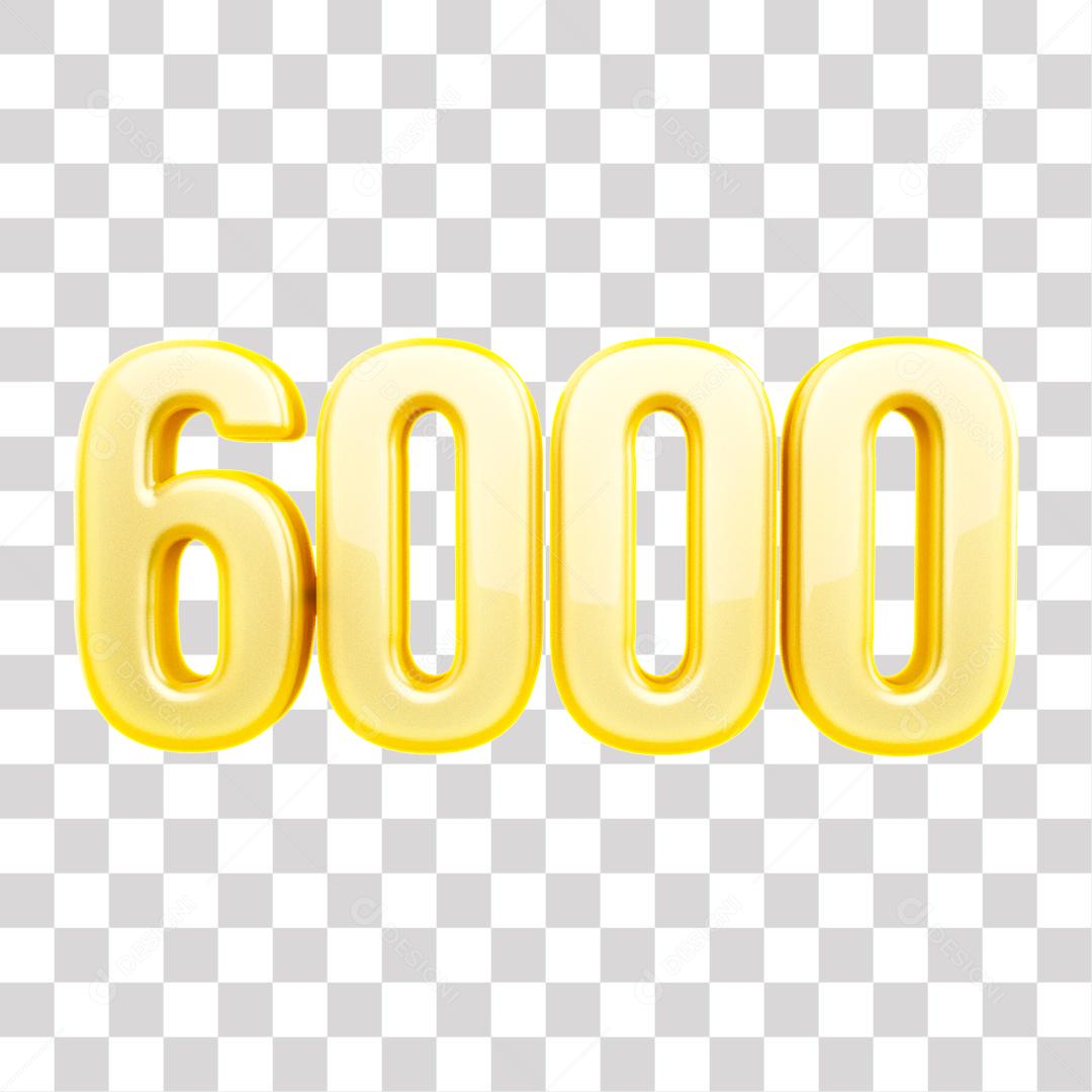 Elemento 3D 6000 De Seguidores Dourado Para Composição PNG Transparente Sem Fundo