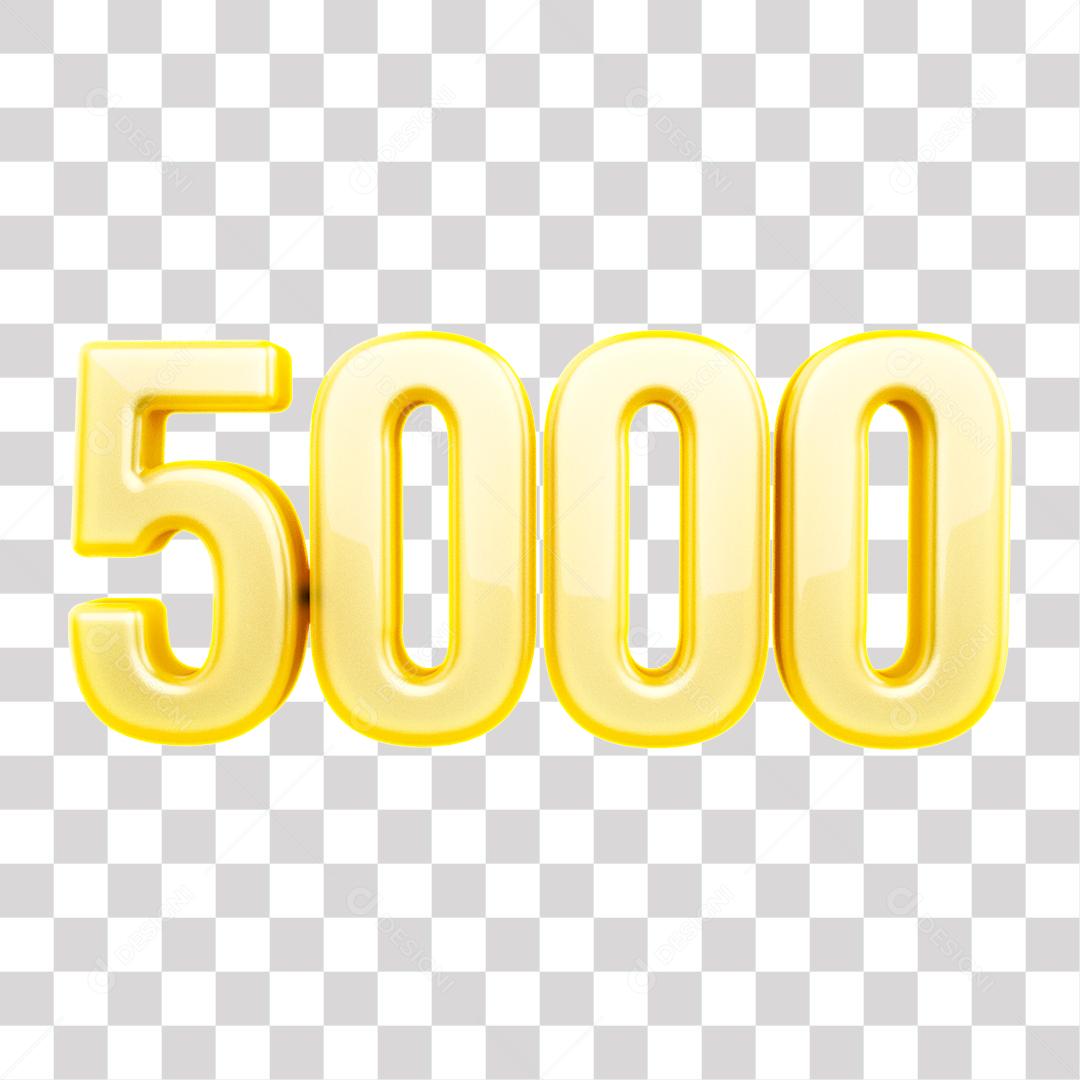 Elemento 3D 5000 De Seguidores Dourado Para Composição PNG Transparente Sem Fundo