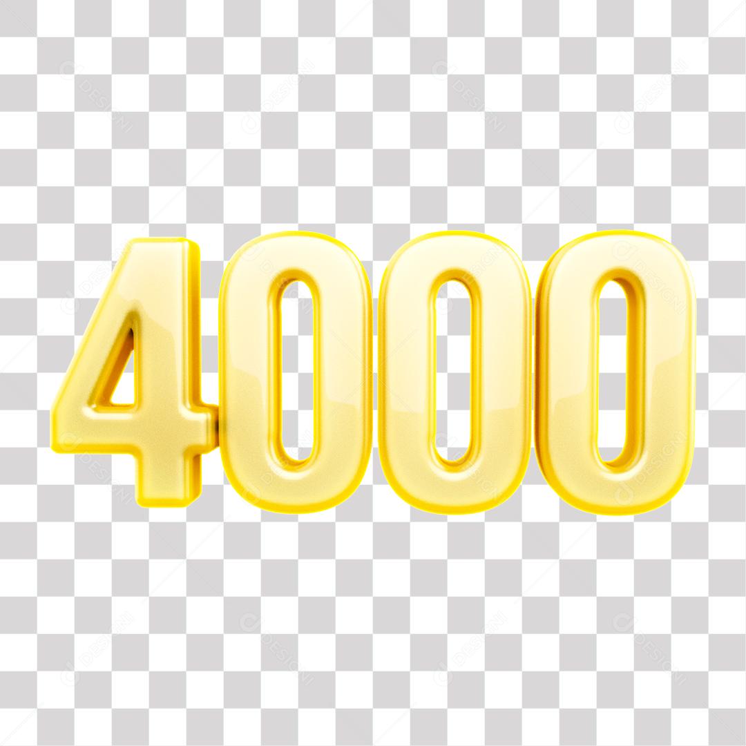 Elemento 3D 4000 De Seguidores Dourado Para Composição PNG Transparente Sem Fundo