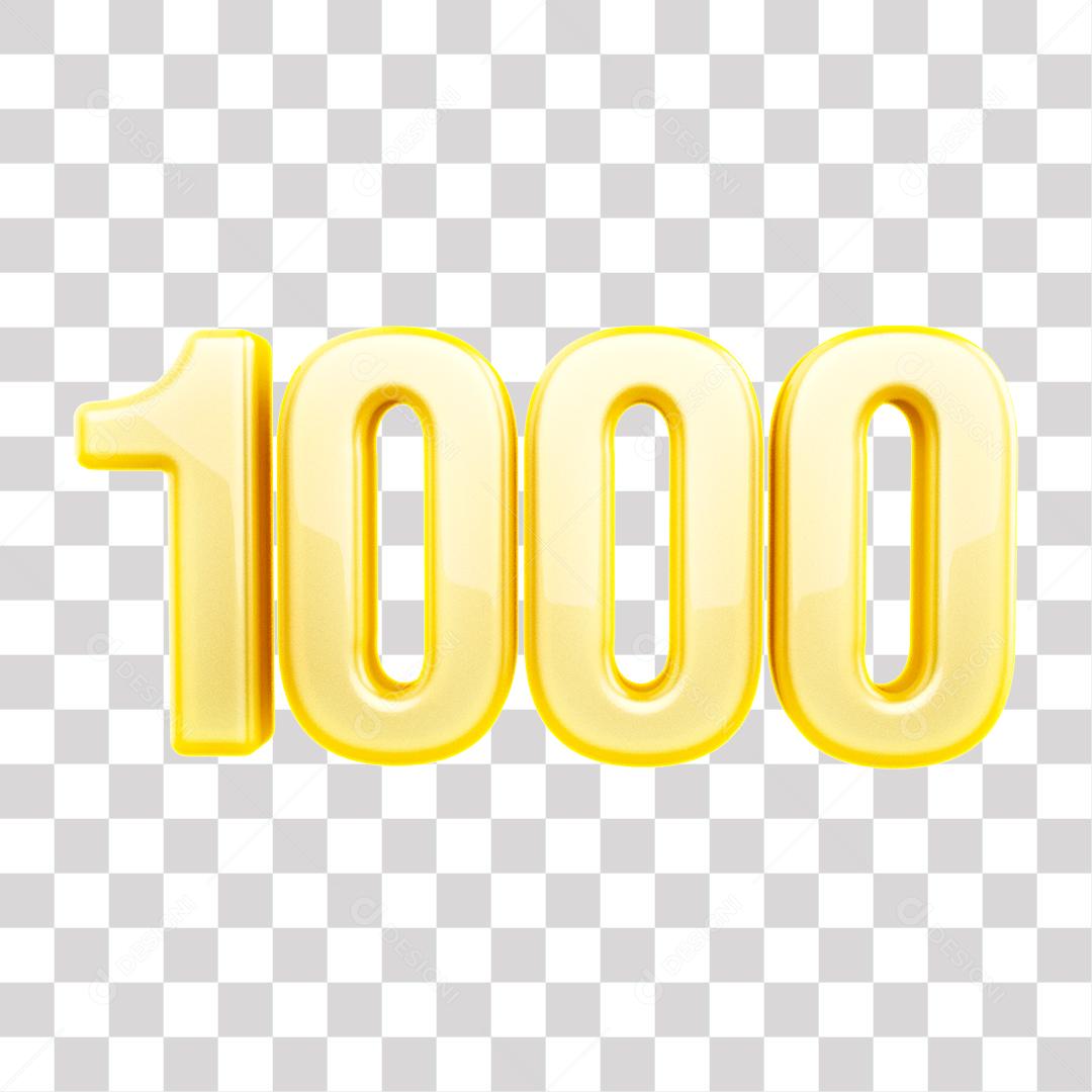 Elemento 3D 1000 De Seguidores Dourado Para Composição PNG Transparente Sem Fundo