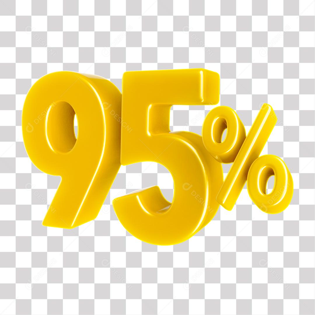 Número 3D 95% Dourado Elemento Para Composição PNG Transparente Sem Fundo