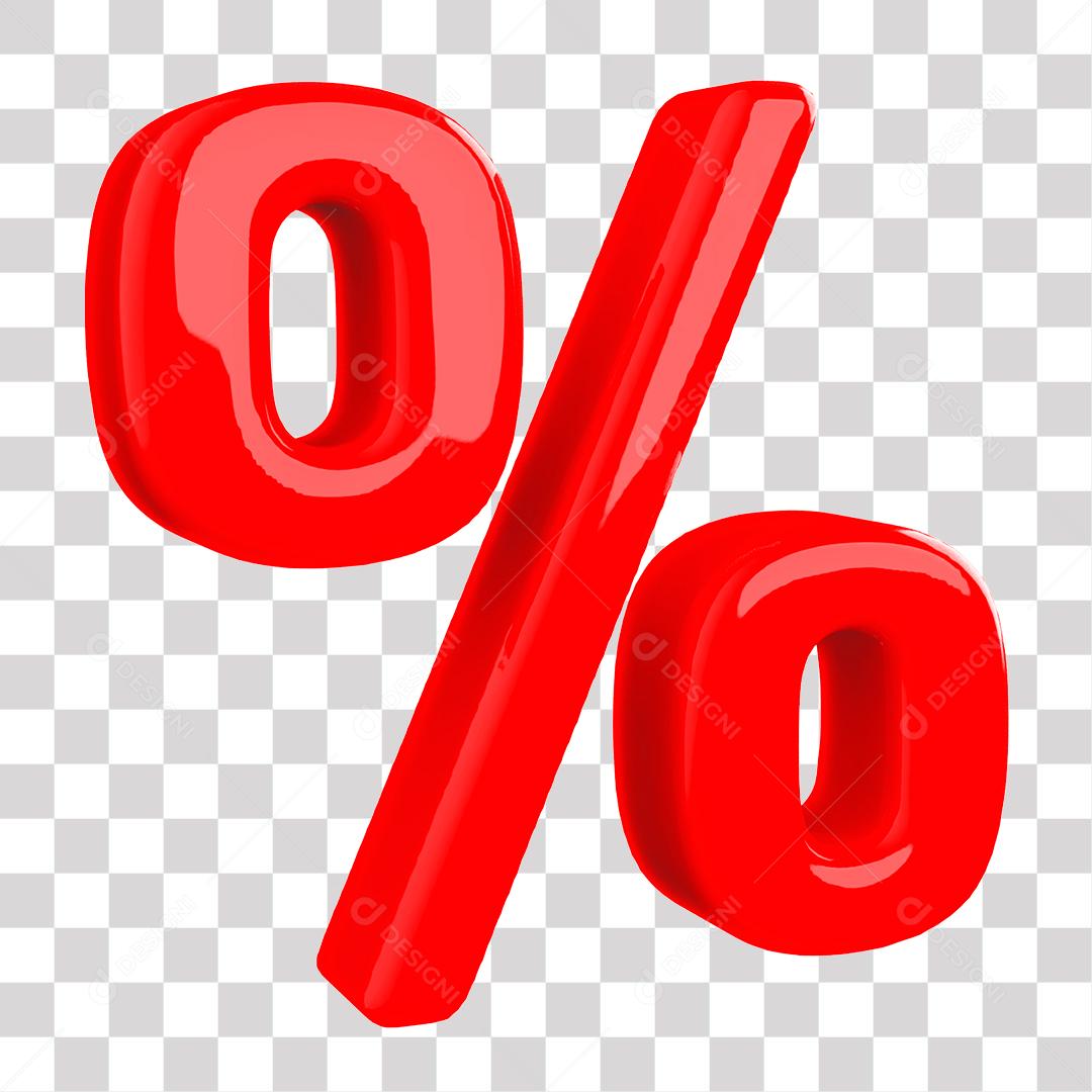 Elemento 3D Porcentagem Vermelho Para Composição PNG Transparente Sem Fundo