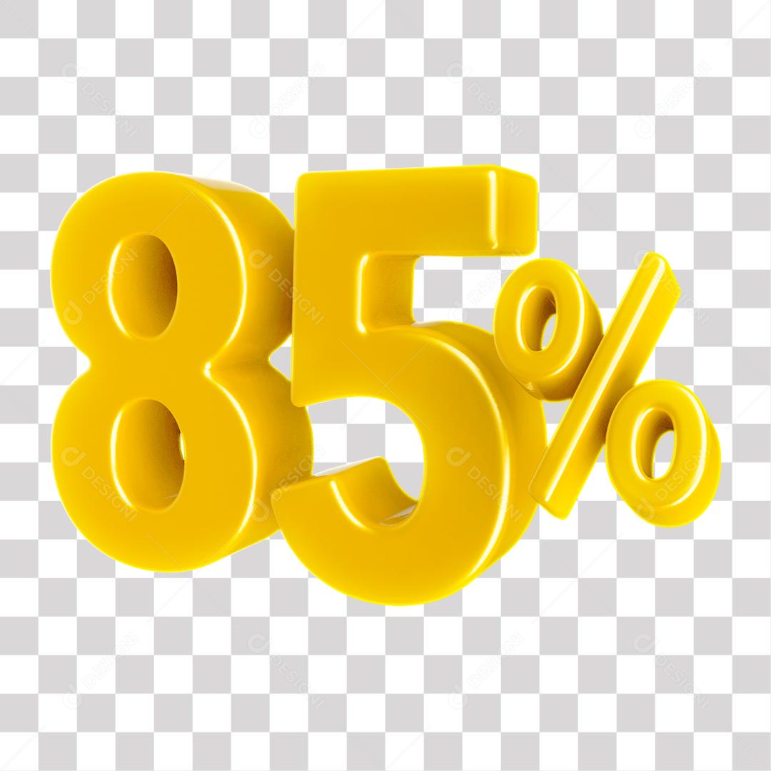 Número 3D 85% Dourado Elemento Para Composição PNG Transparente Sem Fundo