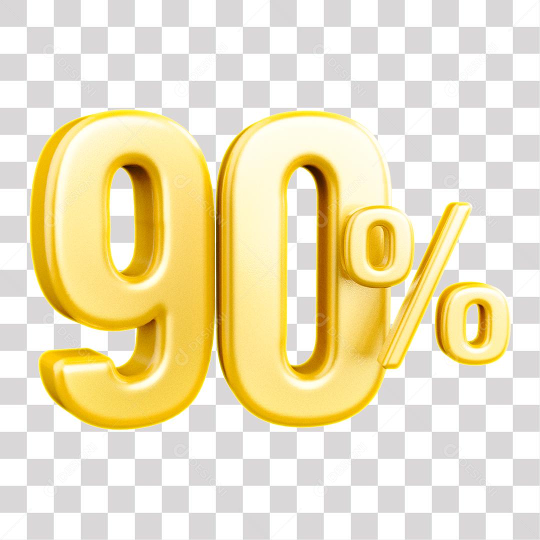 Número 3D 95% Dourado Elemento Para Composição PNG Transparente Sem Fundo