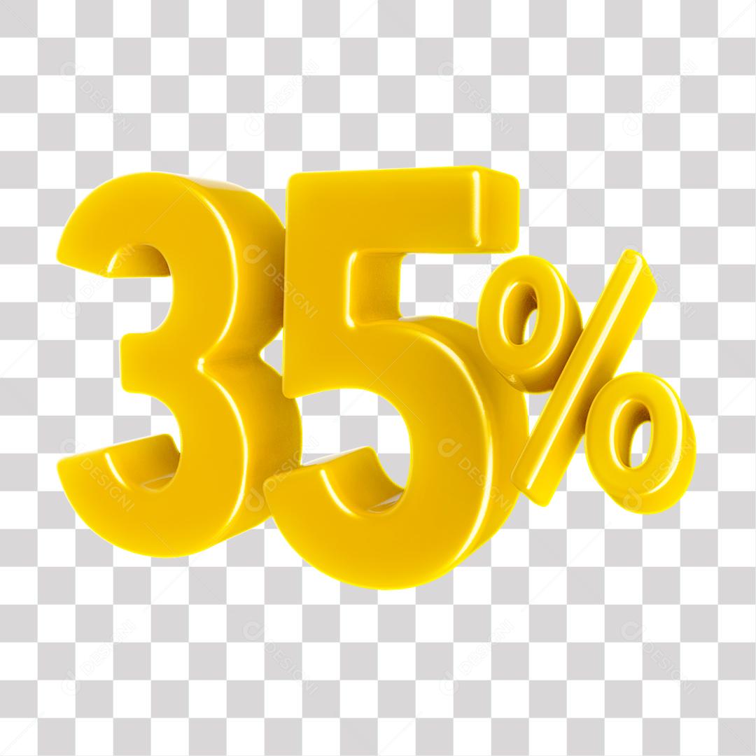 Número 3D 35% Elemento Para Composição PNG Transparente Sem Fundo