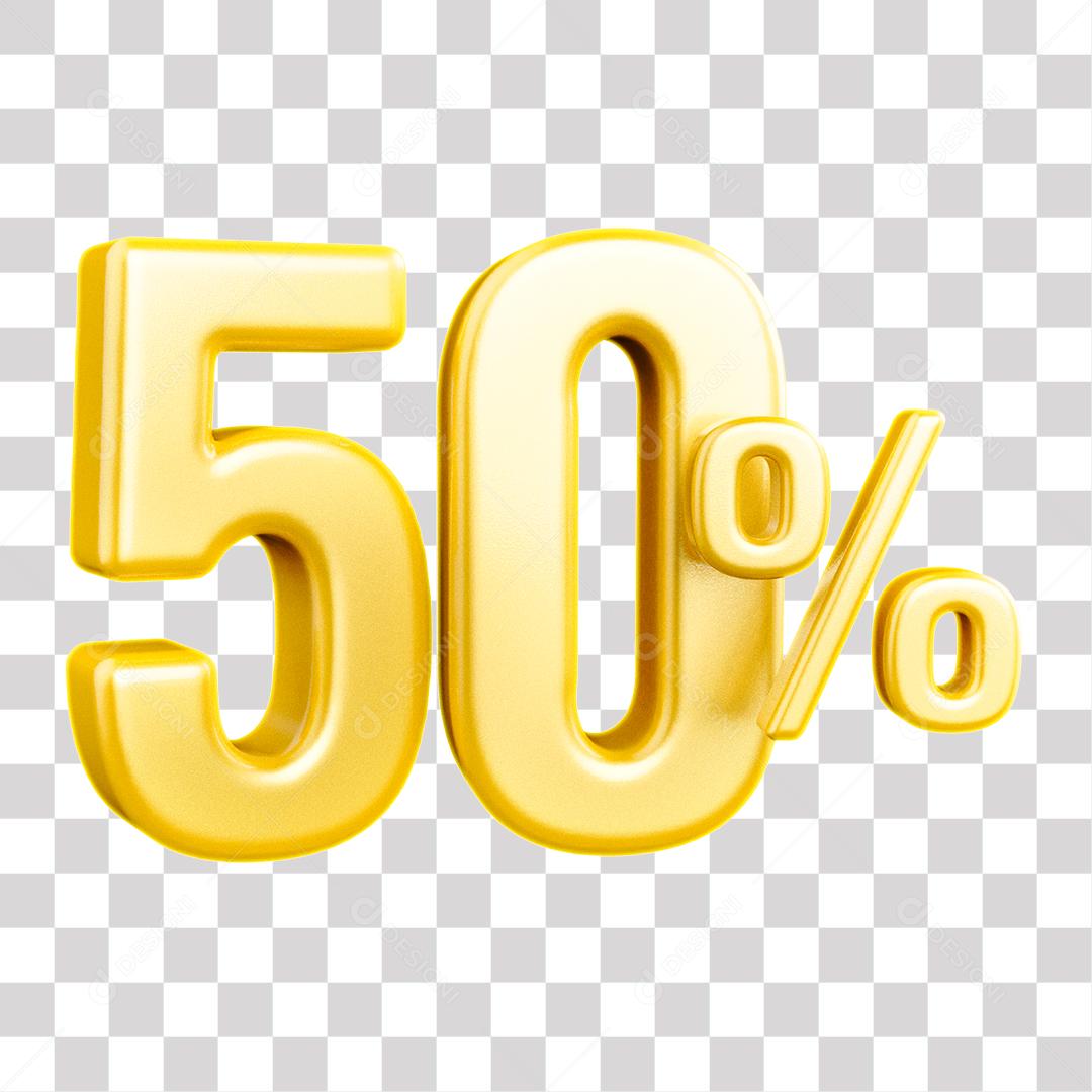 Número 3D 20% Dourado Elemento Para Composição PNG Transparente Sem Fundo