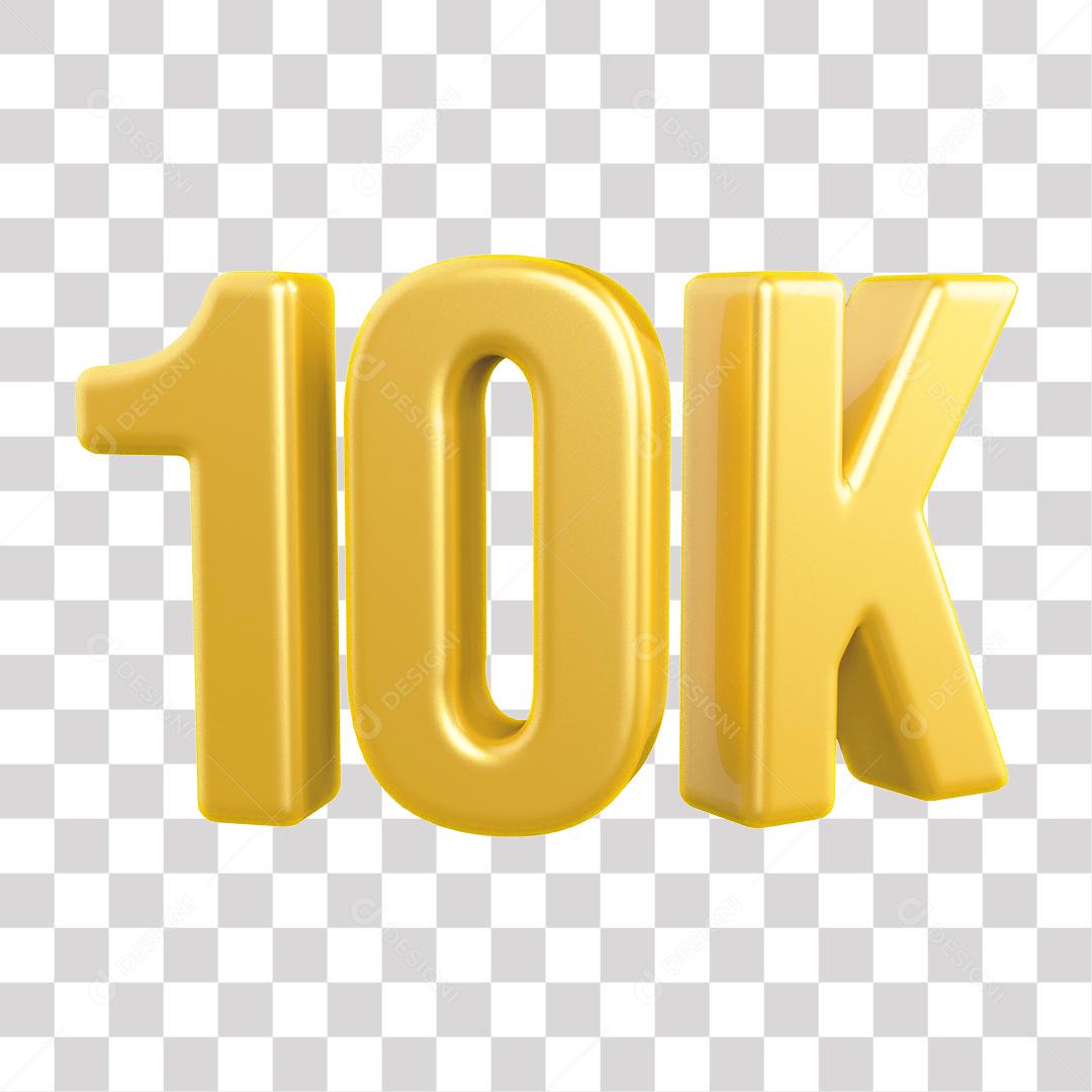 Elemento 3D 10K De Seguidores Dourado Para Composição PNG Transparente Sem Fundo