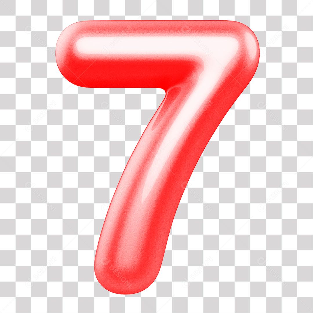 Número 3D 7 Rosa para Composição PNG Transparente Sem Fundo