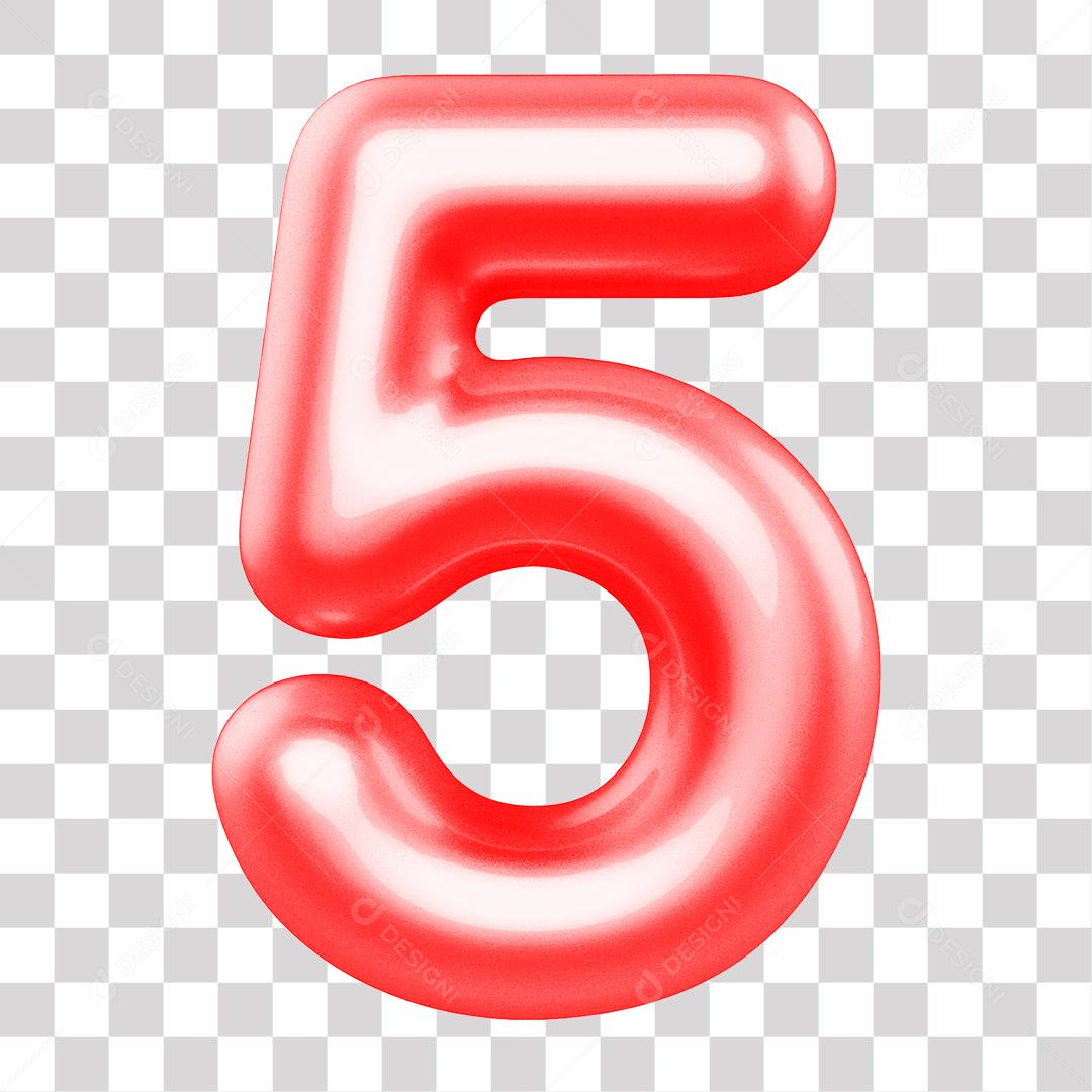 3D Number 5 Pink for Composition PNG Transparent No Background