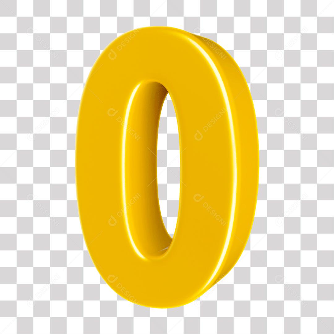 Número 3D 0 Dourado Para composição PNG Transparente Sem Fundo