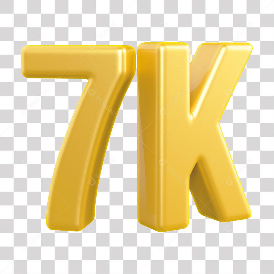 Elemento 3D 7K De Seguidores Dourado Para Composição PNG Transparente Sem Fundo