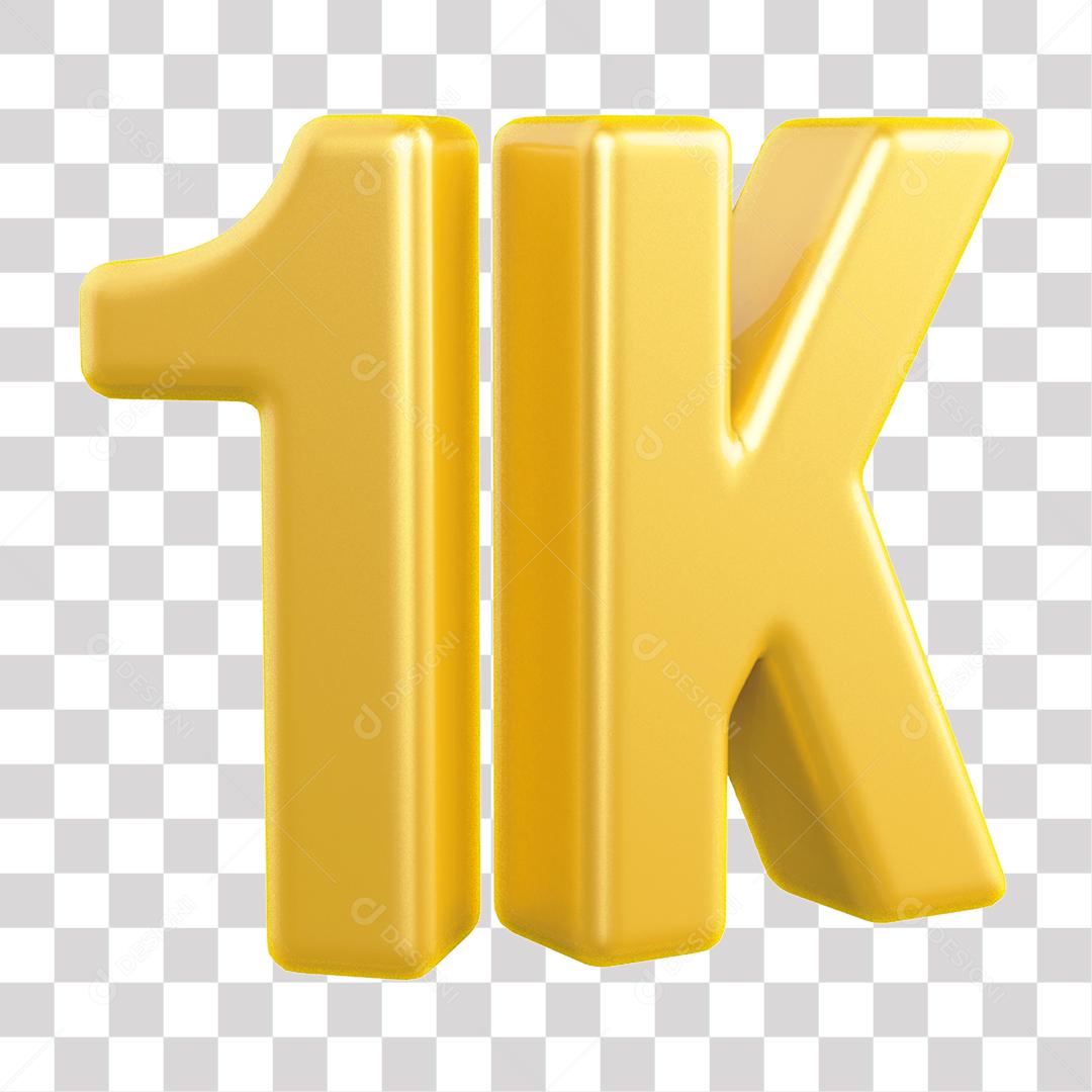Elemento 3D 1K De Seguidores Dourado Para Composição PNG Transparente Sem Fundo