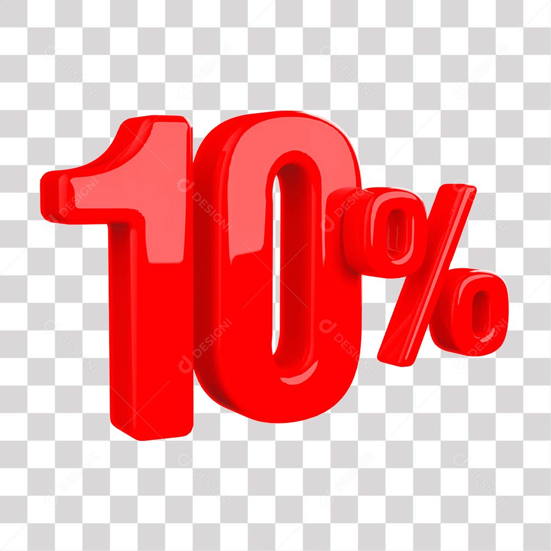 Número 3D 10% Vermelho Elemento Para Composição PNG Transparente Sem Fundo