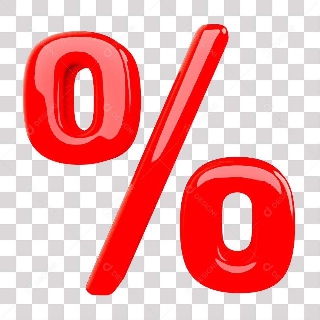 Porcentagem 3D Vermelho Elemento Para Composição PNG Transparente Sem Fundo