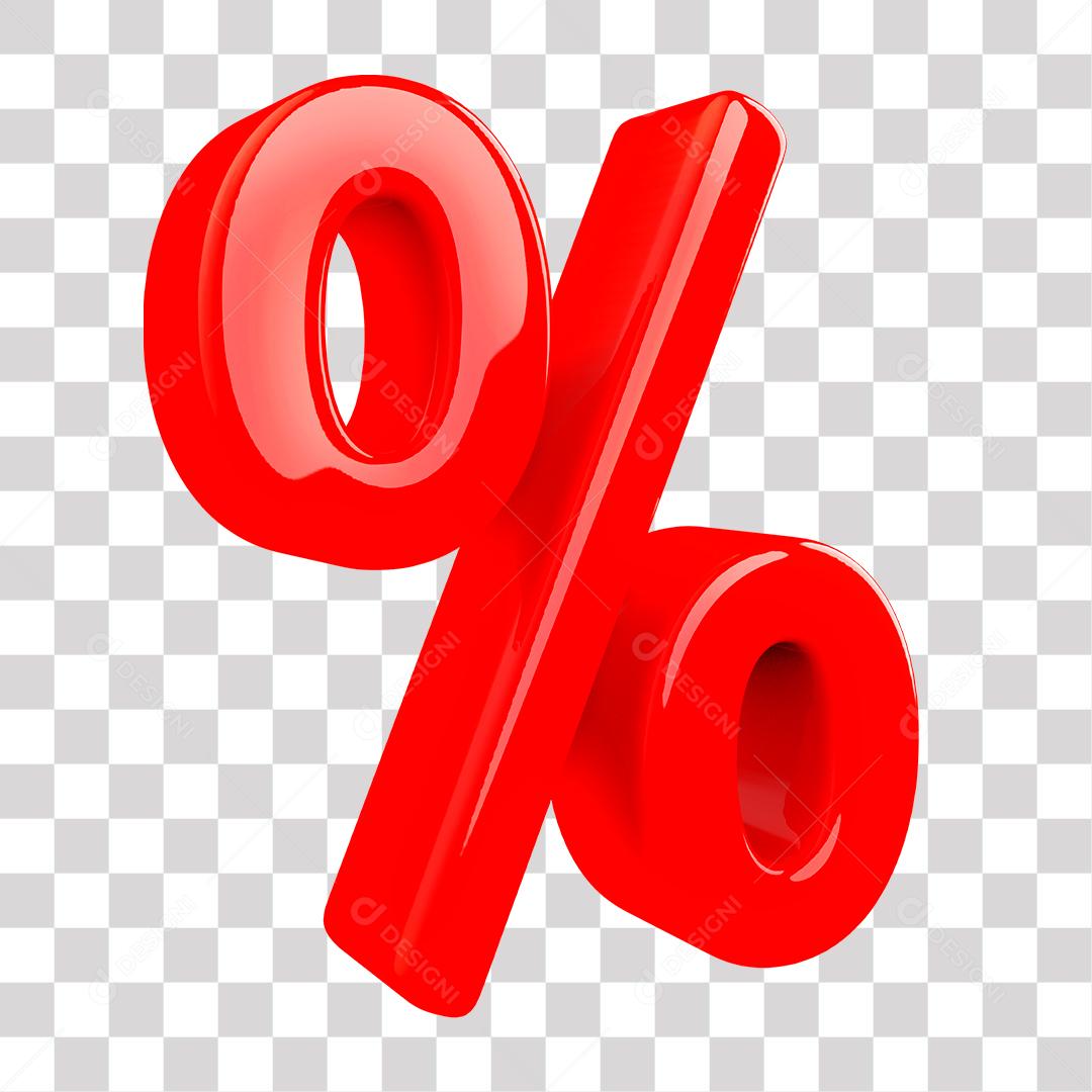 Porcentagem 3D Vermelho Elemento Para Composição PNG Transparente Sem Fundo