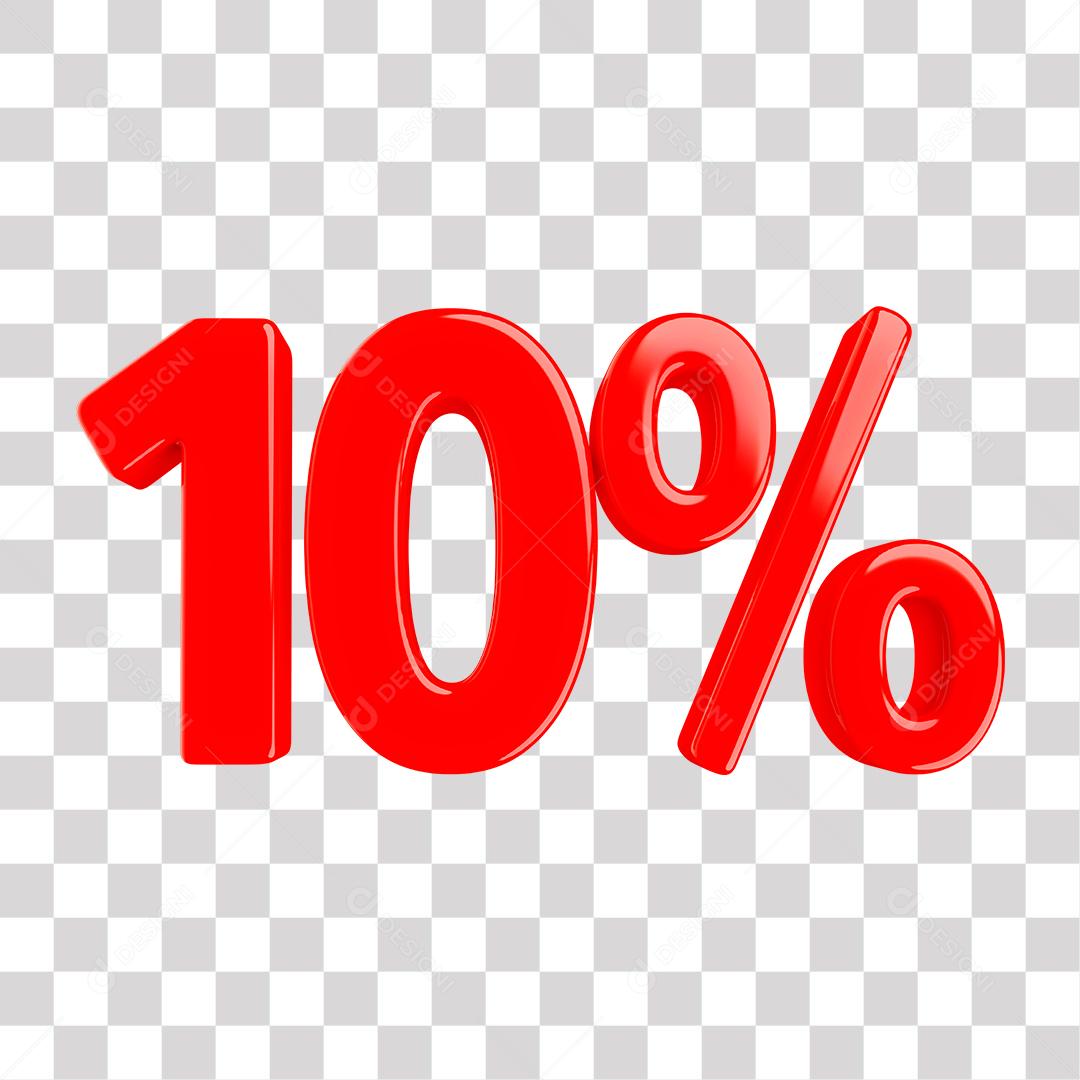 Número 3D 10% Vermelho Elemento Para Composição PNG Transparente Sem Fundo