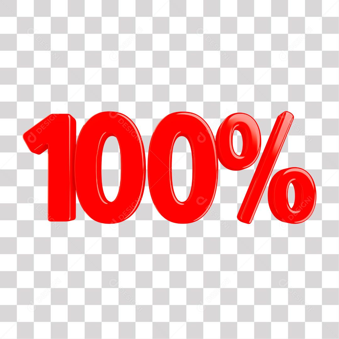 Número 3D 100% Vermelho Elemento Para Composição PNG Transparente Sem Fundo