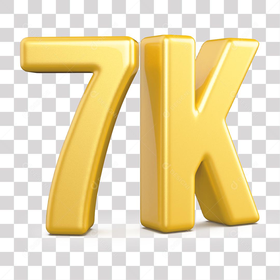 Elemento 3D 7K De Seguidores Dourado Para Composição PNG Transparente Sem Fundo