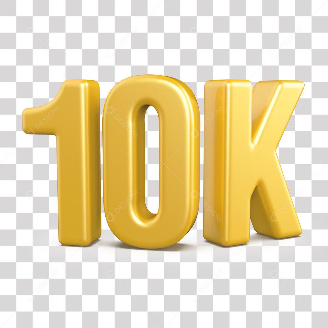 Elemento 3D 10K De Seguidores Dourado Para Composição PNG Transparente Sem Fundo