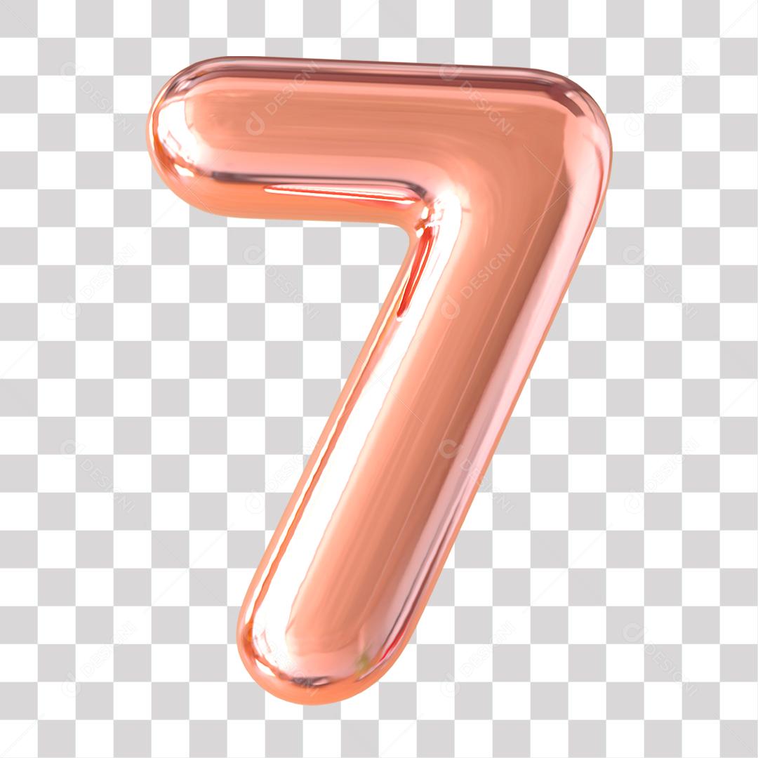 Número 3D 7 Rosa para Composição PNG Transparente Sem Fundo