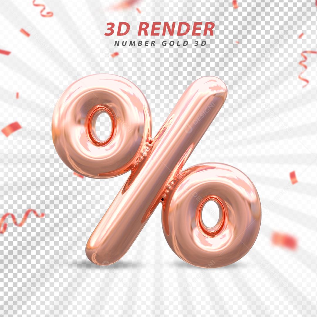 Porcentagem Rosa 3D Para Composição PSD