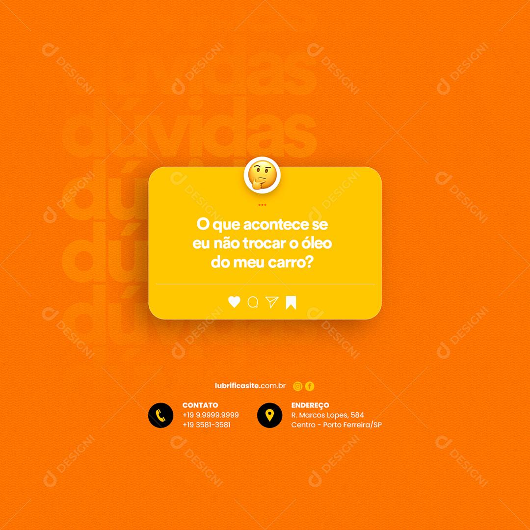 Social Media O que acontece se eu não trocar o Óleo Oficinas Mecânicas PSD Editável