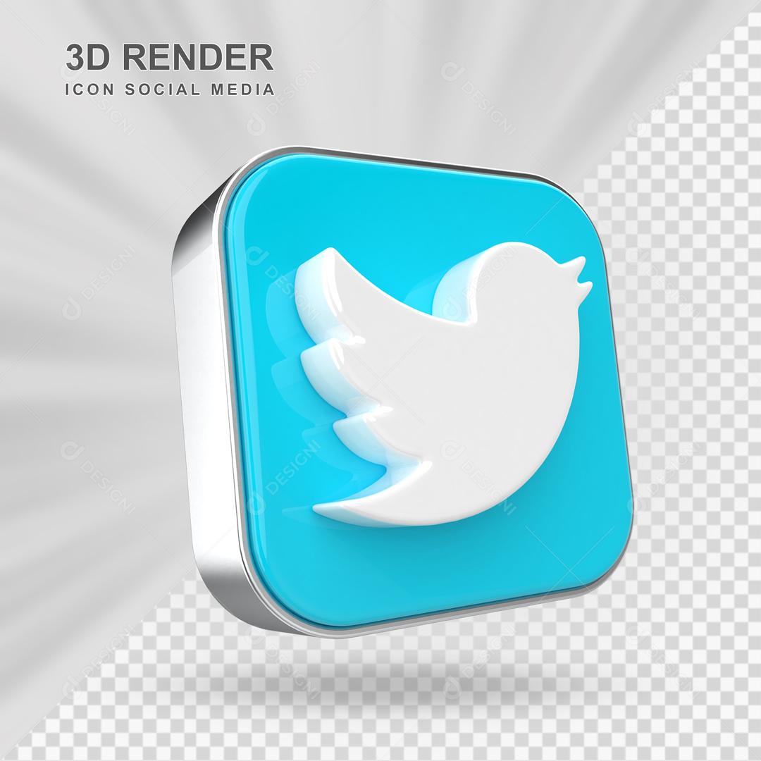 Twitter Elemento 3D Para Composição PSD