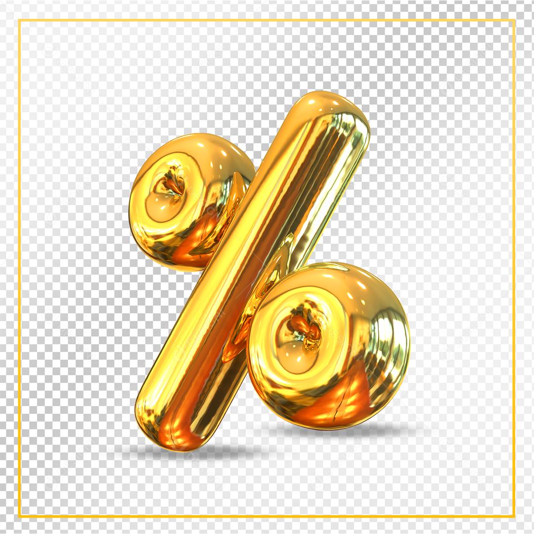 Porcentagem Dourado 3D Para Composição PSD