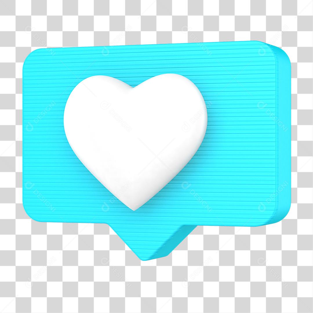 Ícone 3D Like de Coração Elemento para Composição PNG