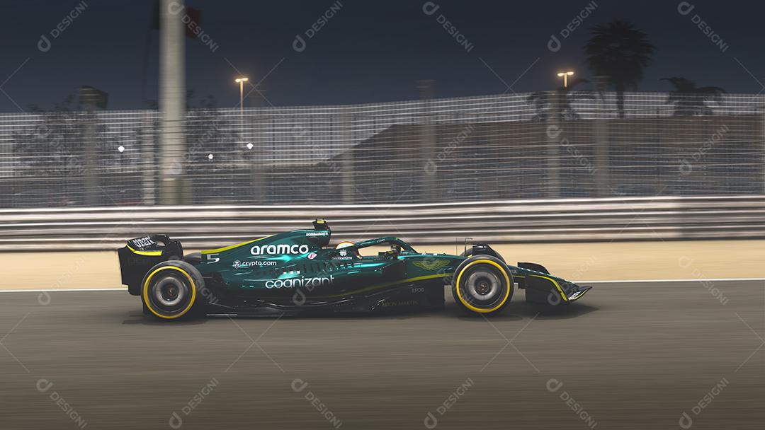 Carro Aston Martin F1 garimpando ilustração 3D, 29 de junho de 2022, São Paulo, Brasil.