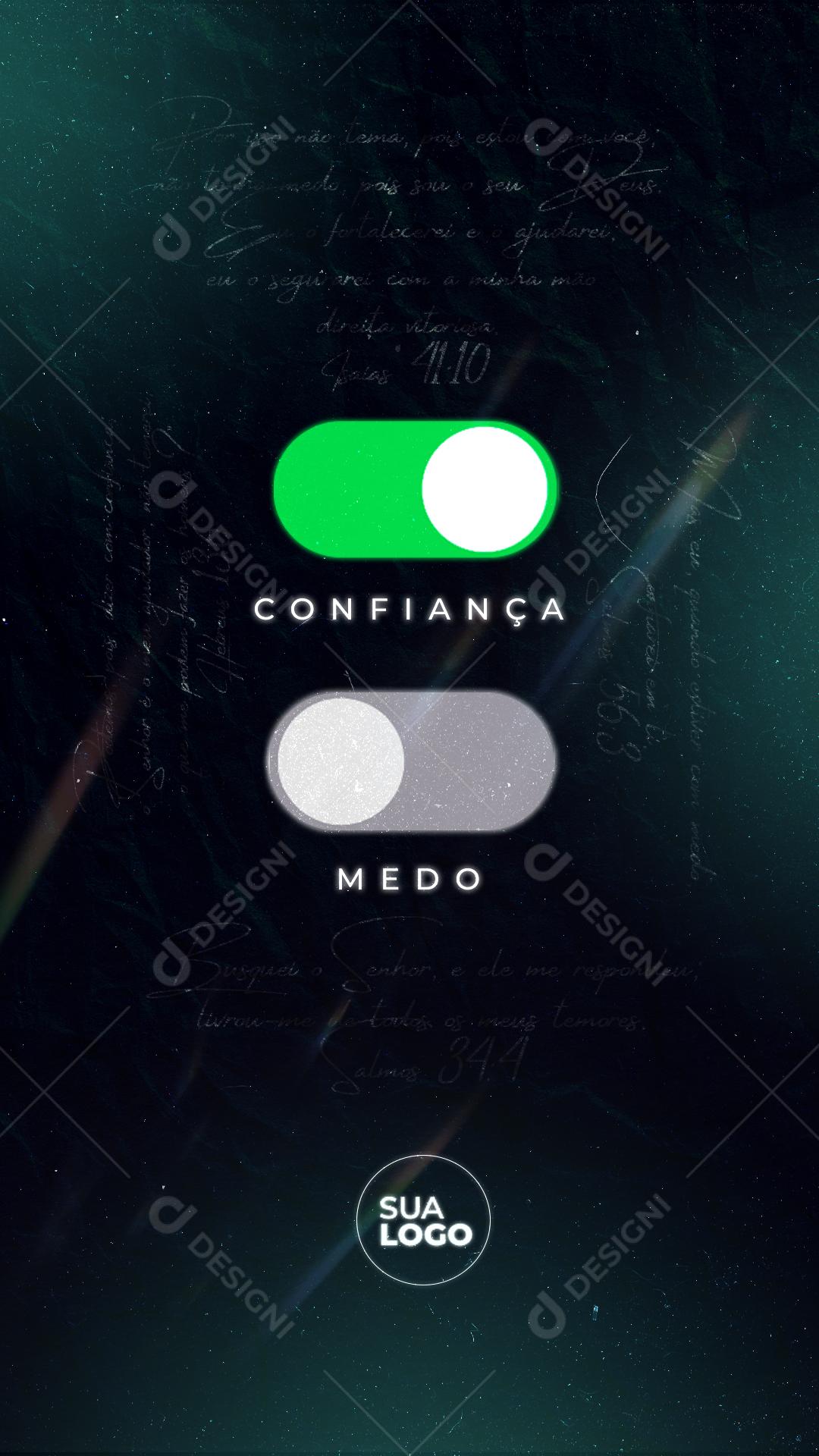 Flyer Story Gospel Confiança Medo Social Media PSD Editável