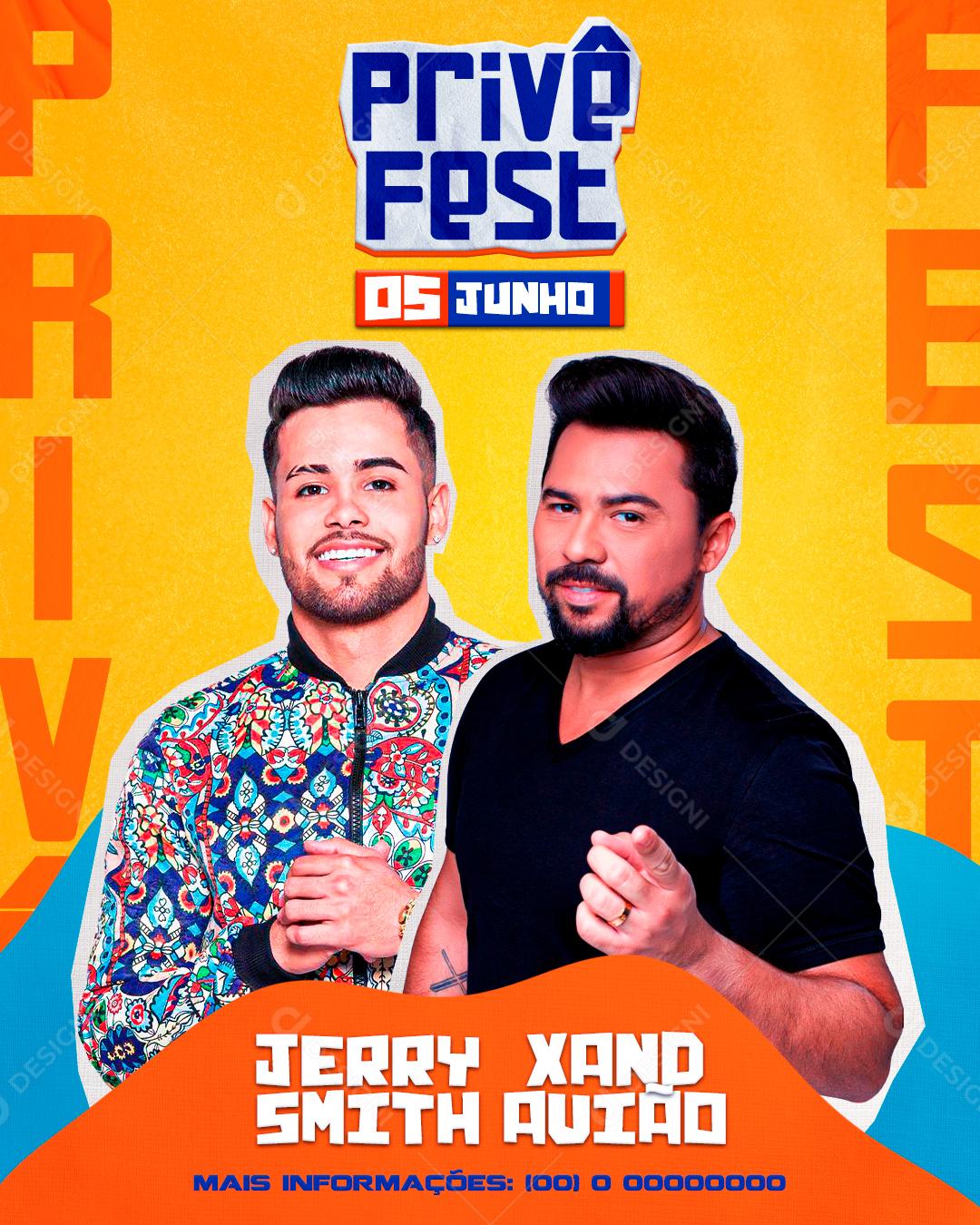 Flyer Evento Jerry e Xand  Privê Fest Social Media PSD Editável